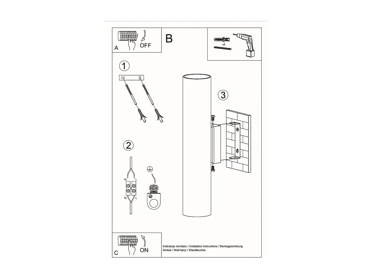 Sollux LAGOS - 2 licht oben unten Flush Wandleuchte Schwarz, GU10