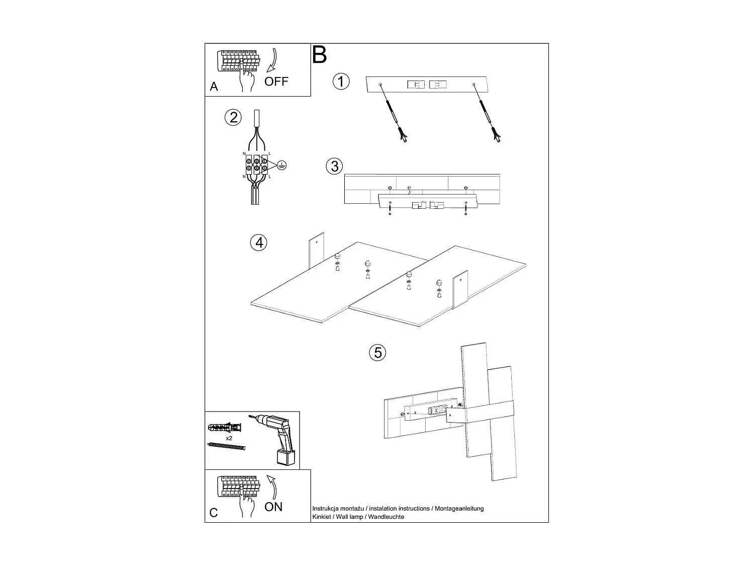 Sollux MASSIMO - 2 licht Flush Wandleuchte Weiß, Chrom, G9