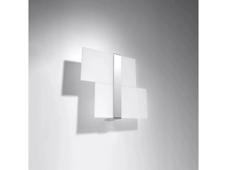 Candeeiros De Parede Massimo Moderno, Aço/Vidro - 2 Lichtbronnen - L.39 X H.28 Cm - Cromo/Branco