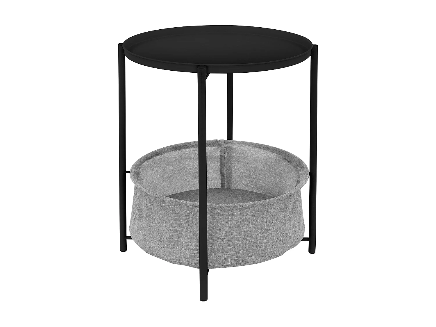 Table d'appoint avec panier Table basse Table de salon Métal Ø 43cm