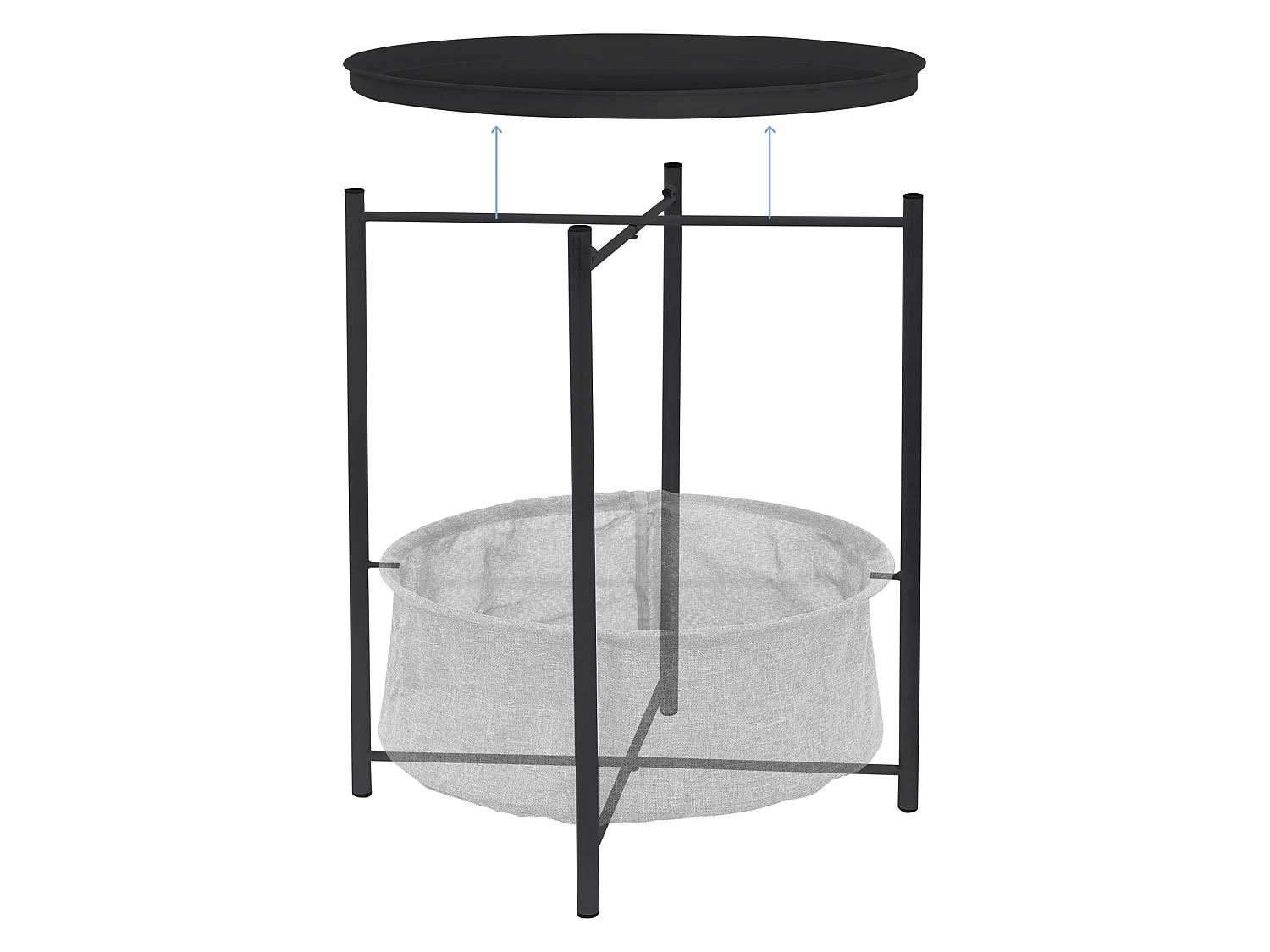 Mesa auxiliar con cesta Mesa de centro Mesa bandeja Mesa de sofá Metal Ø 43cm