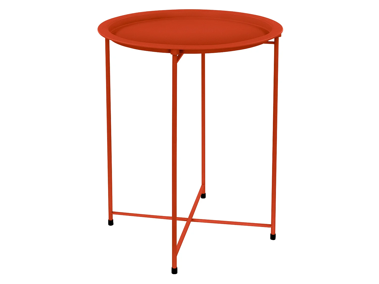 Table d'appoint basse ronde rouge Ø 43cm H 52cm métal revêtu par poudre pliable