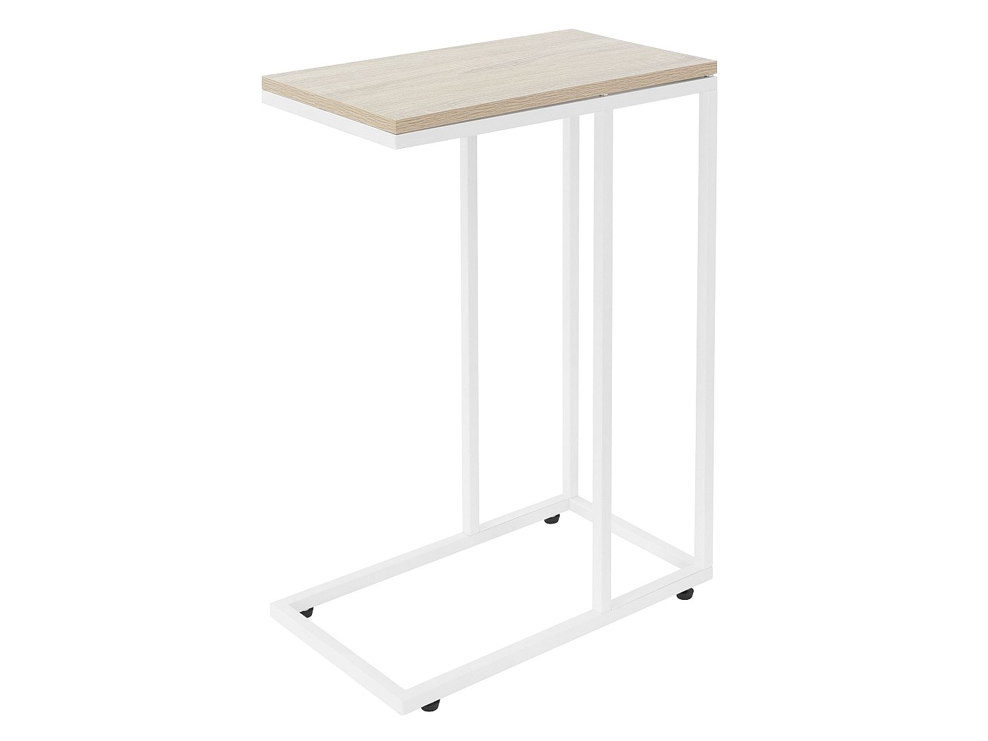 Table D'appoint En Forme De C Réglable En Hauteur (45-80 Cm) - Plateau Rond 40 Cm, Pivot 360°, Pour Canapé/lit