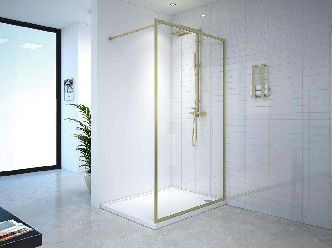 Paroi de douche à l'italienne - 120 x 200 cm - Doré - Verre trempé - AMBERI