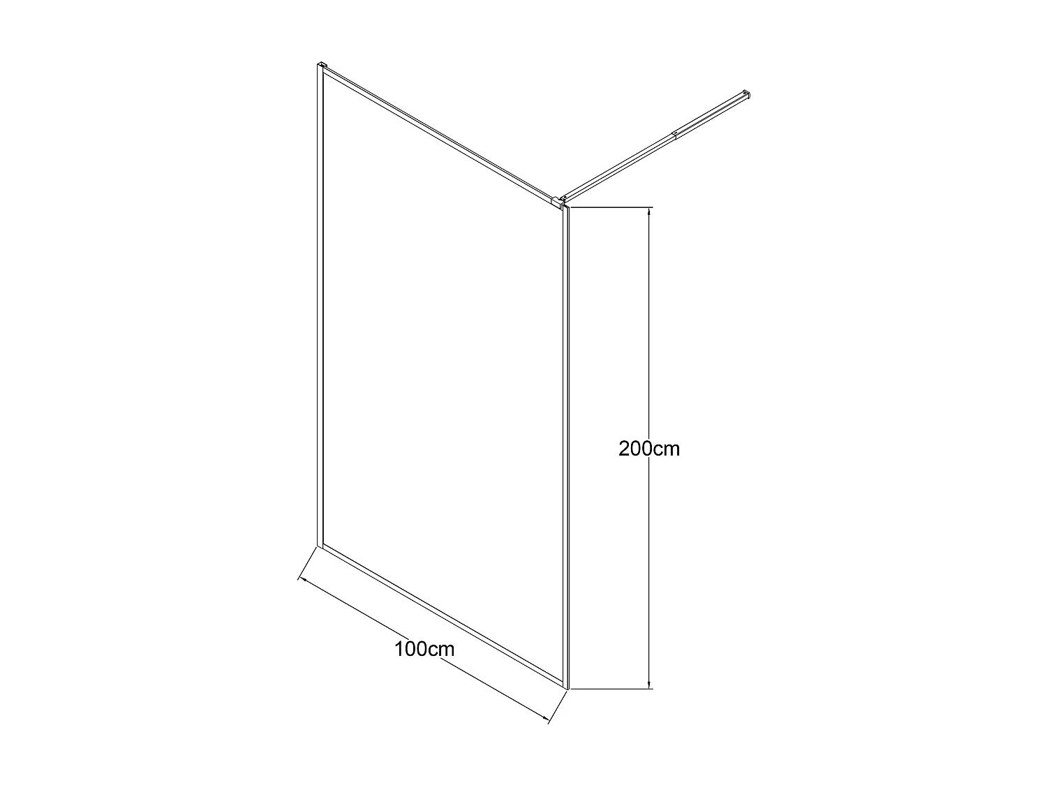 Painel de duche estilo italiano 100x200 cm preto mate vidro temperado - AMBERI