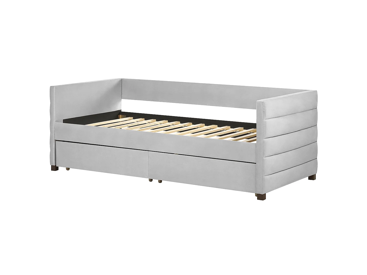 Lit de jour avec rangement Velours MARRAY 90 x 200 cm Gris clair