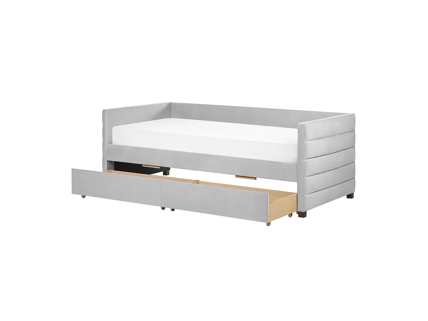 Tagesbett Samtstoff grau mit Lattenrost 90 x 200 cm 2 Schubladen modern Marray