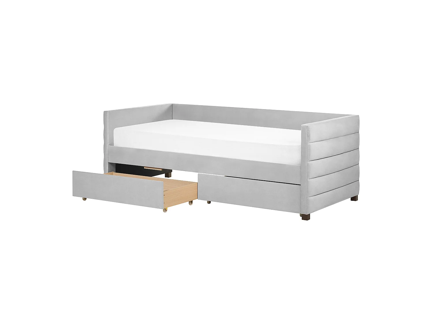 Tagesbett Samtstoff grau mit Lattenrost 90 x 200 cm 2 Schubladen modern Marray