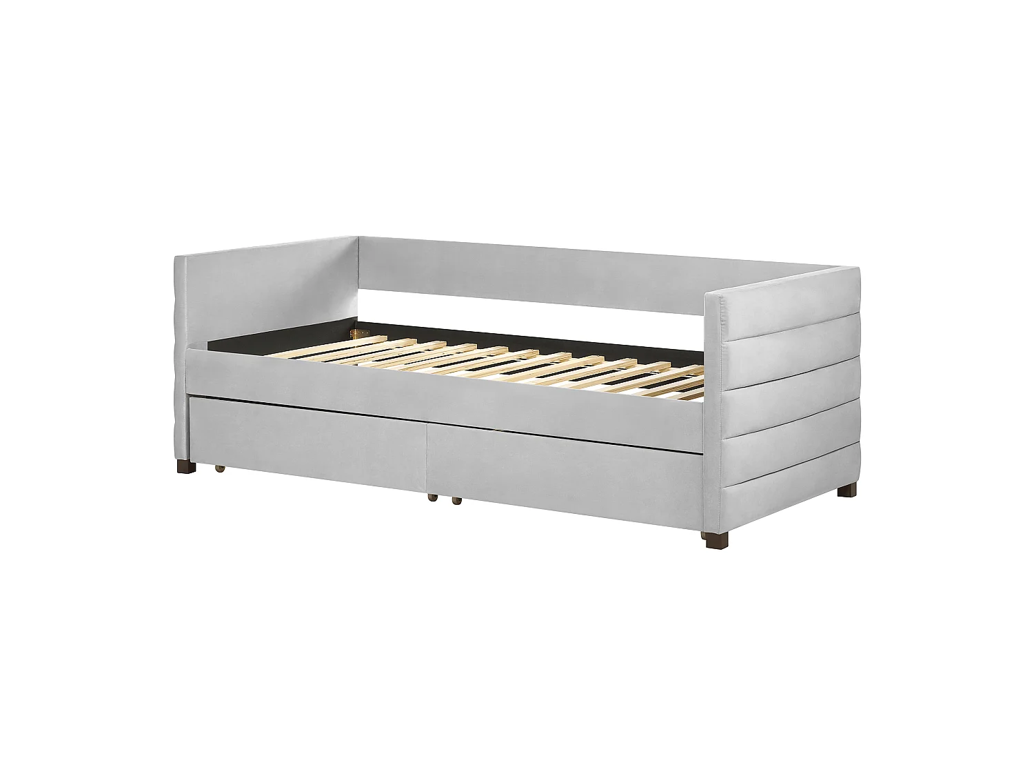 Tagesbett Samtstoff grau mit Lattenrost 90 x 200 cm 2 Schubladen modern Marray