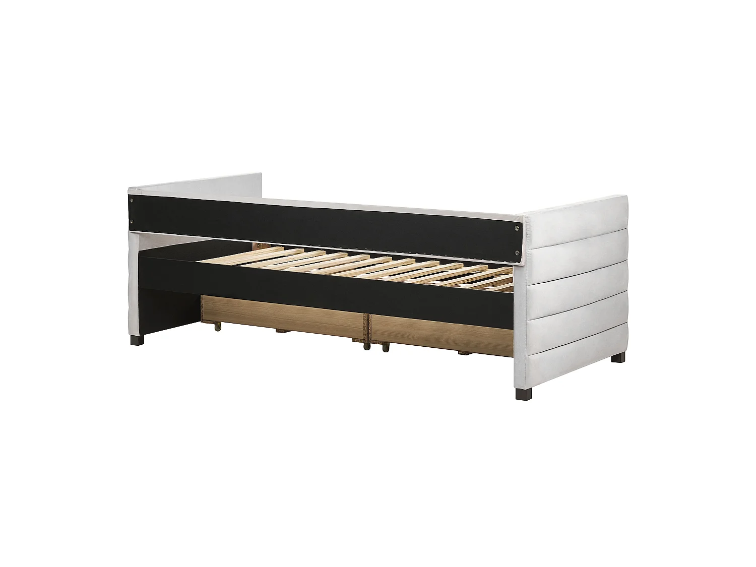 Tagesbett Samtstoff grau mit Lattenrost 90 x 200 cm 2 Schubladen modern Marray
