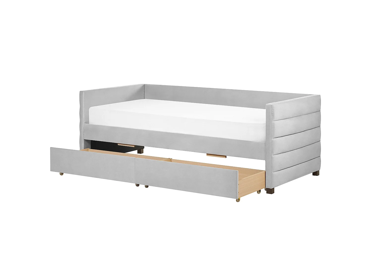 Lit de jour avec rangement Velours MARRAY 90 x 200 cm Gris clair