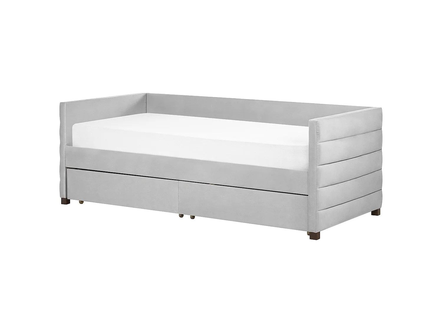 Lit de jour avec rangement Velours MARRAY 90 x 200 cm Gris clair