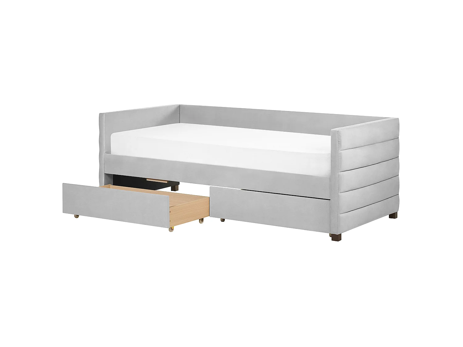 Lit de jour avec rangement Velours MARRAY 90 x 200 cm Gris clair