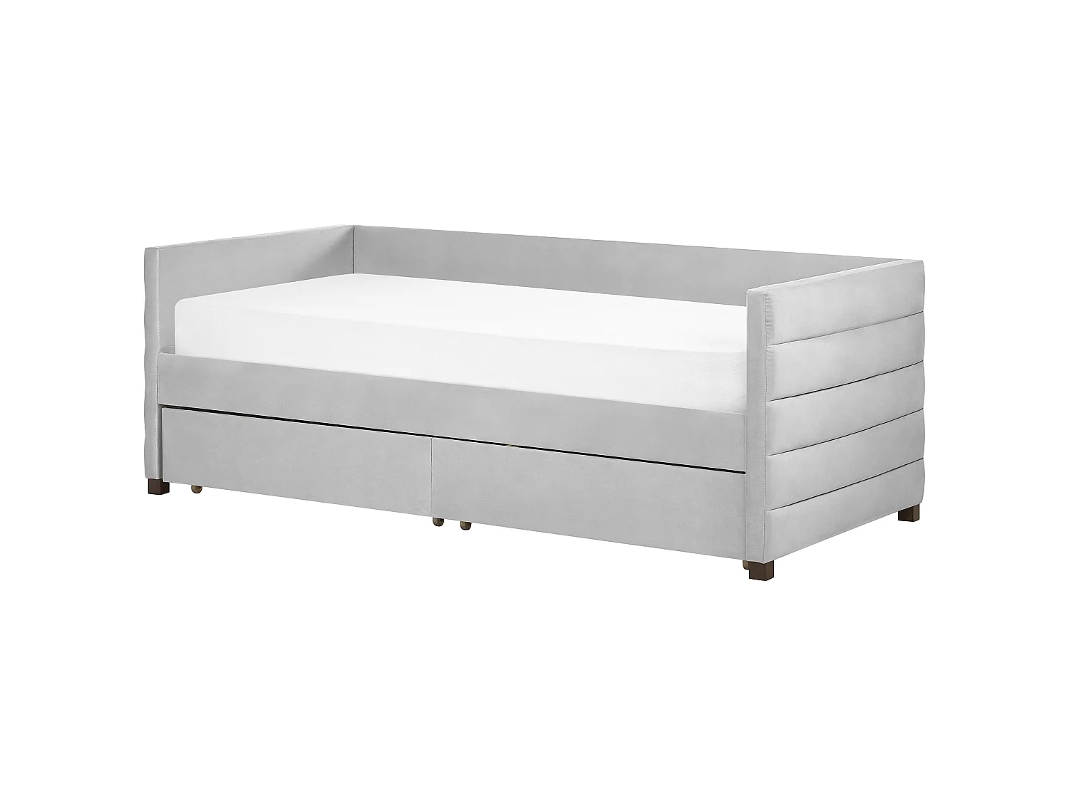 Lit de jour avec rangement Velours MARRAY 90 x 200 cm Gris clair