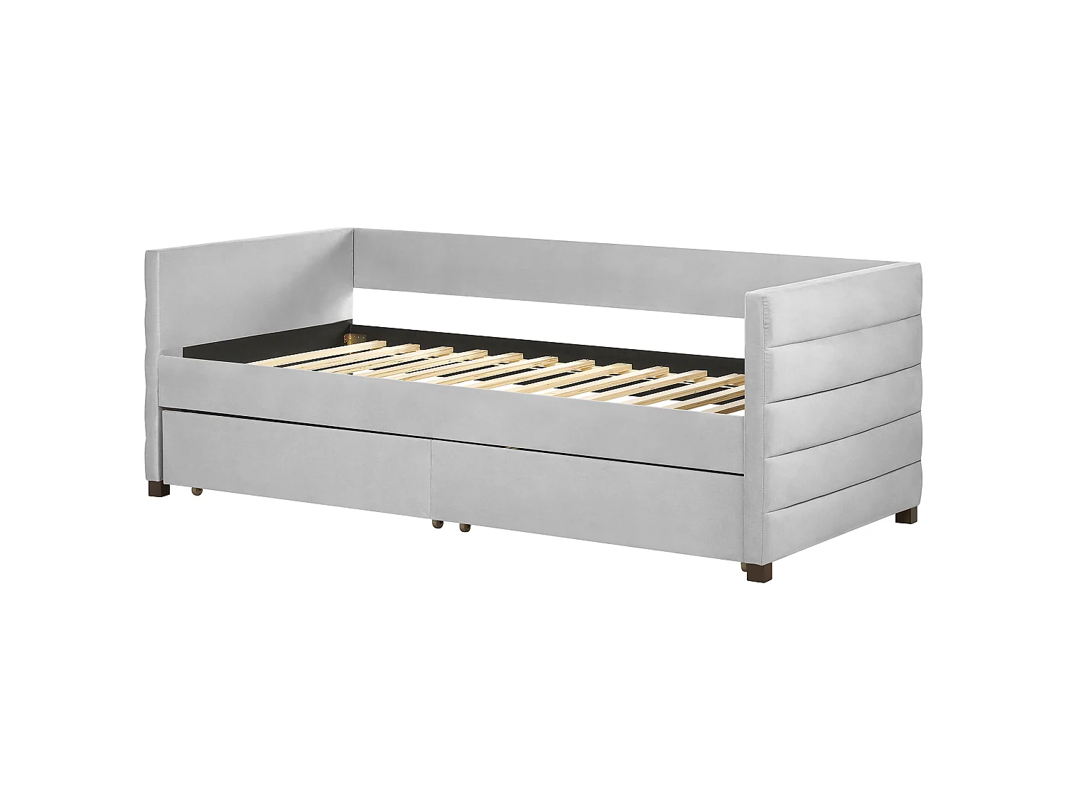 Lit de jour avec rangement Velours MARRAY 90 x 200 cm Gris clair