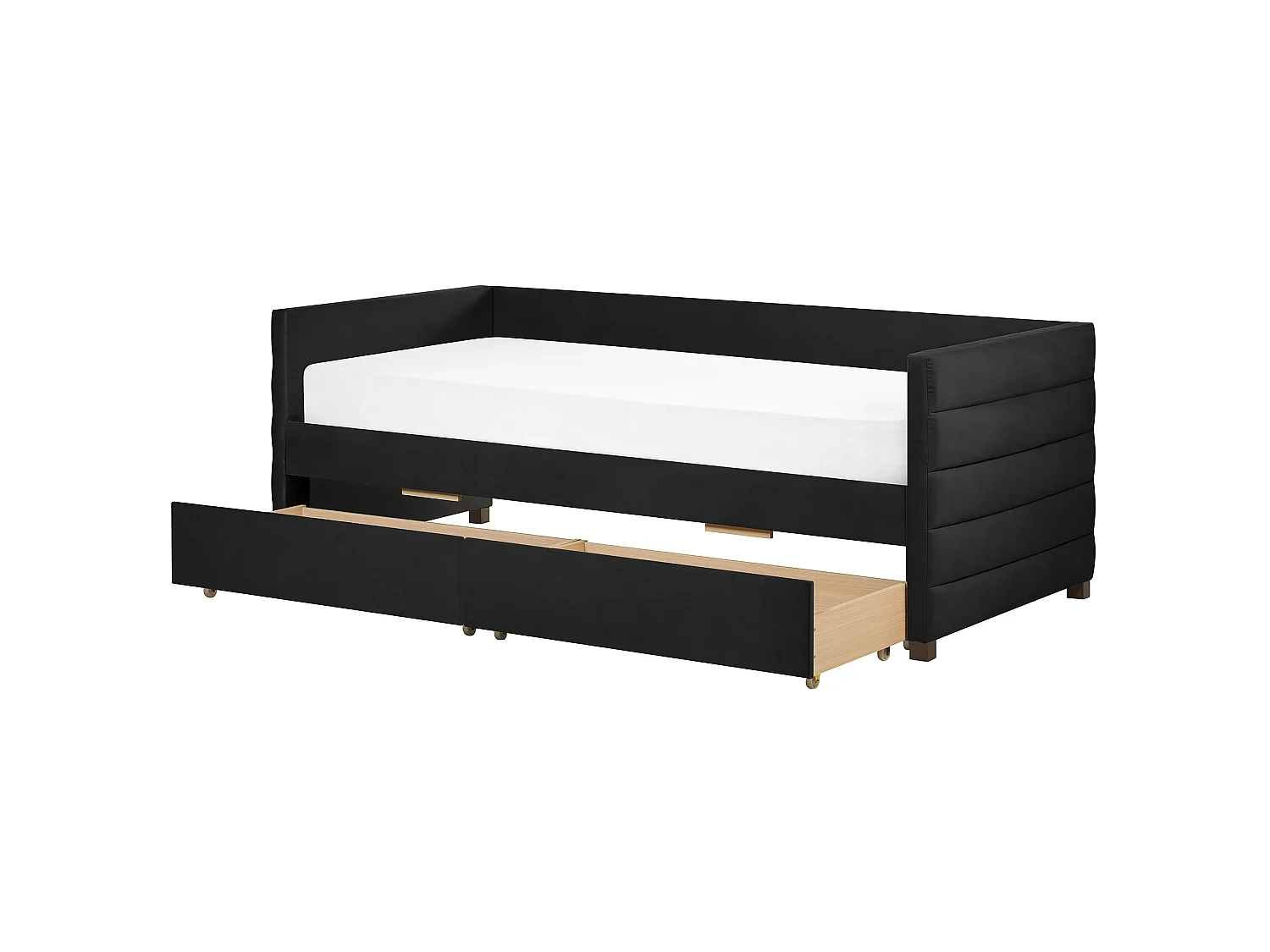 Tagesbett Samtstoff schwarz mit Lattenrost 90x200 cm 2 Schubladen modern Marray