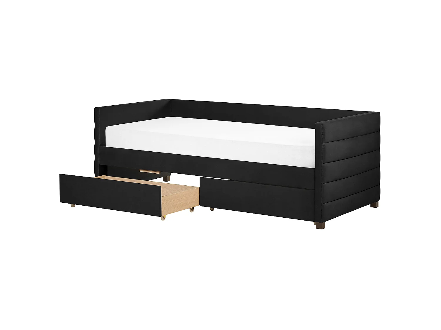 Lit de jour avec rangement Velours MARRAY 90 x 200 cm Noir
