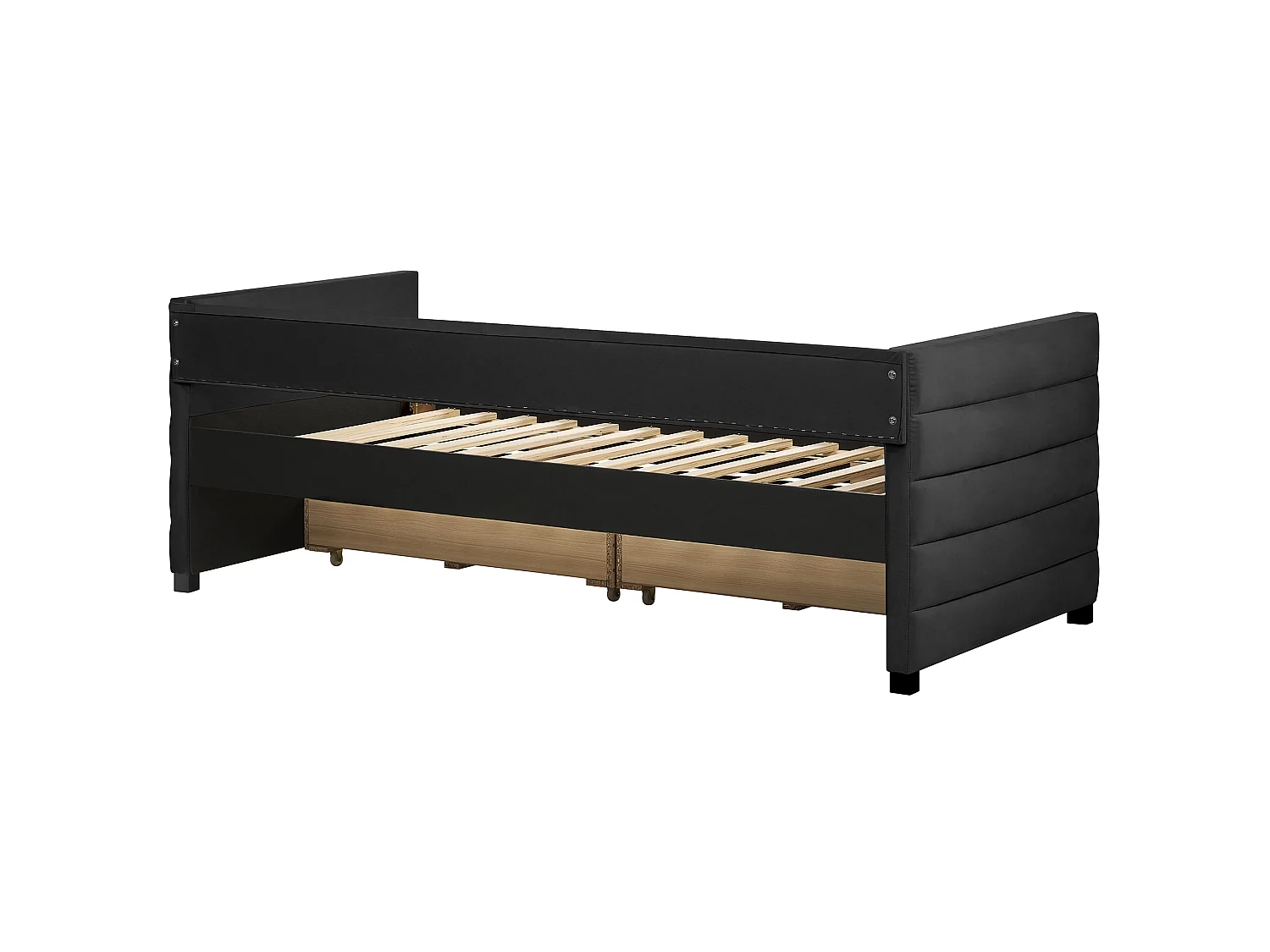 Lit de jour avec rangement Velours MARRAY 90 x 200 cm Noir