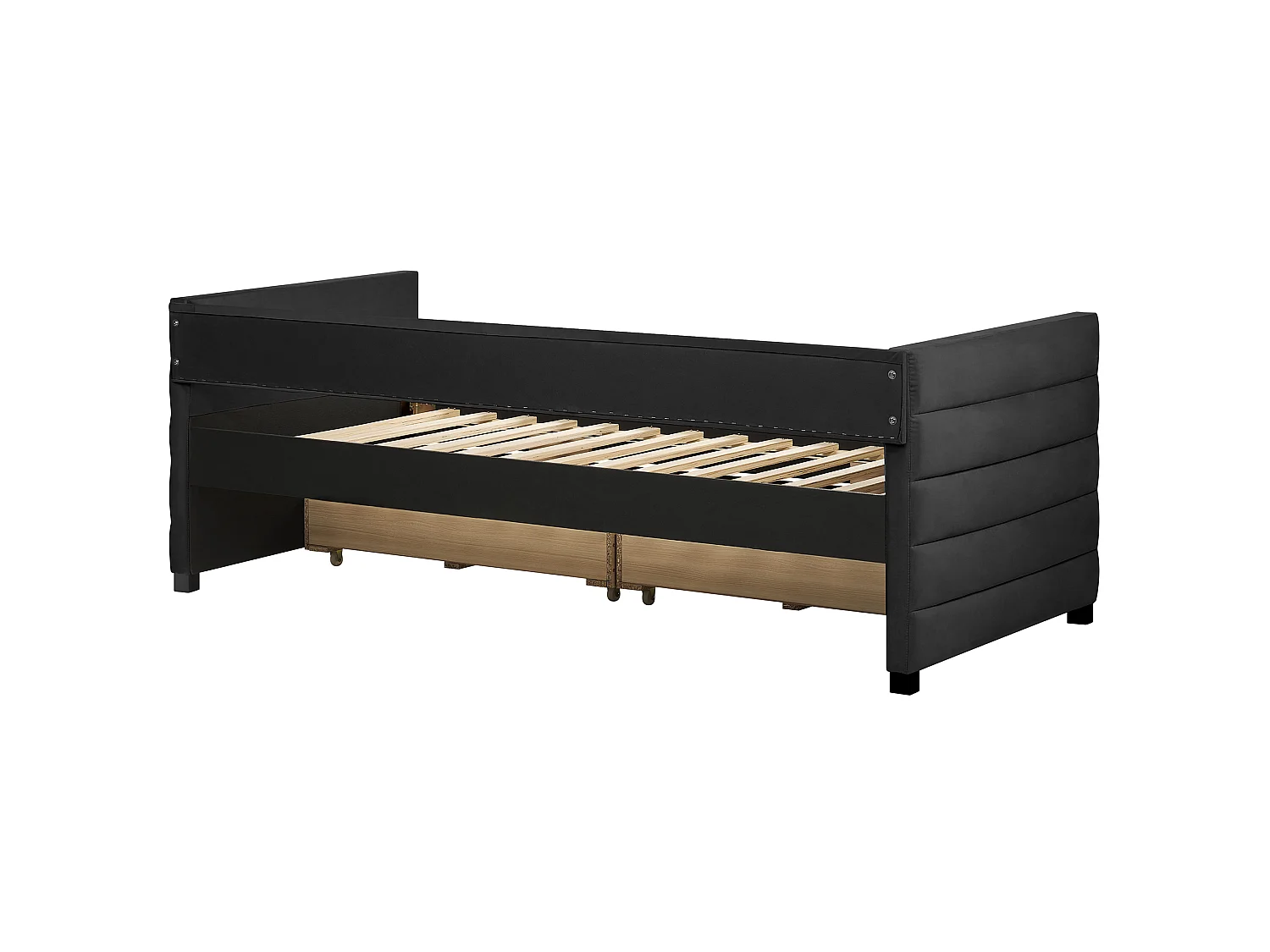 Lettino da giorno con contenitore Velluto MARRAY 90 x 200 cm Nero