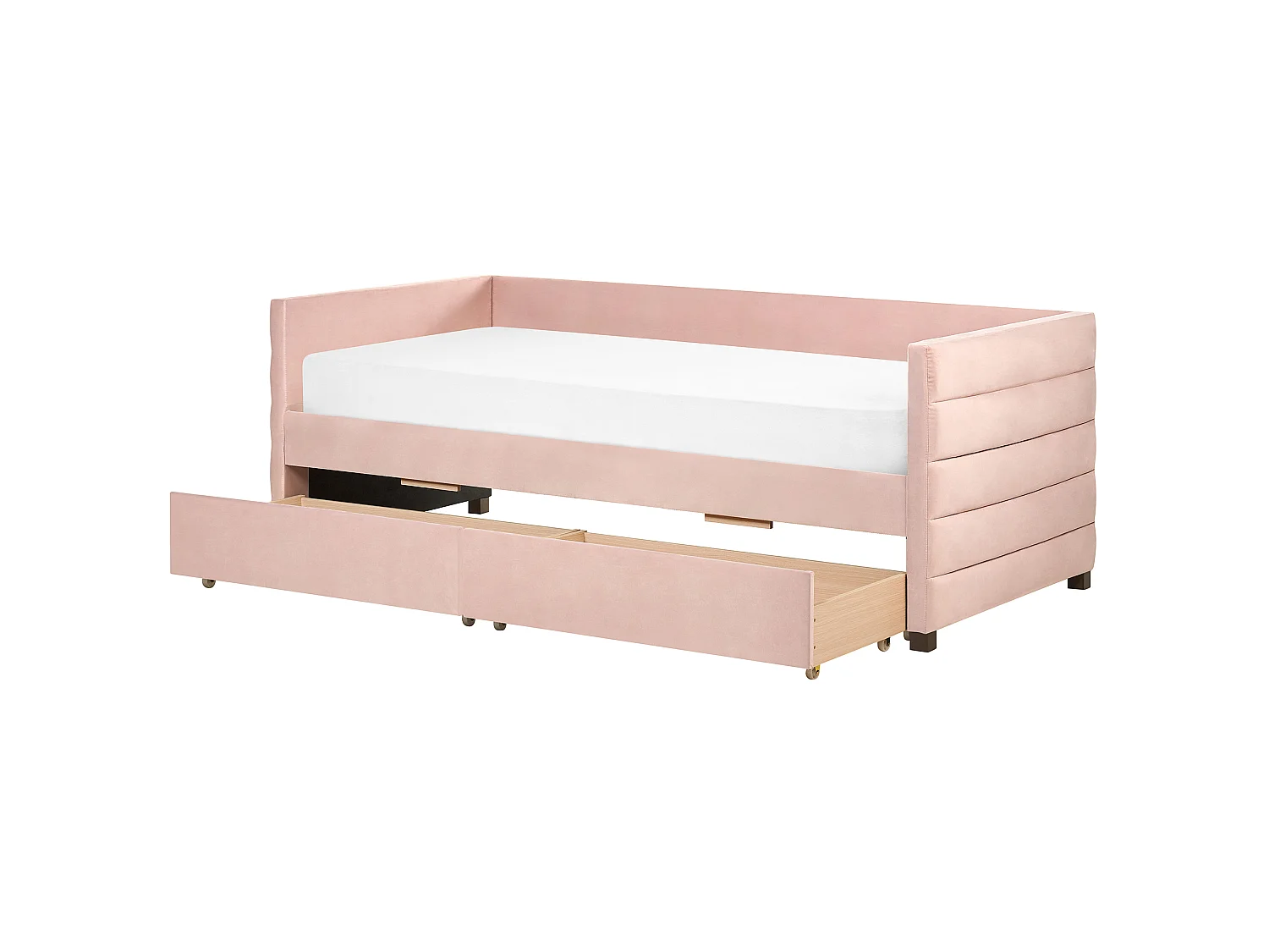 Lit de jour avec rangement Velours MARRAY 90 x 200 cm Rose pastel