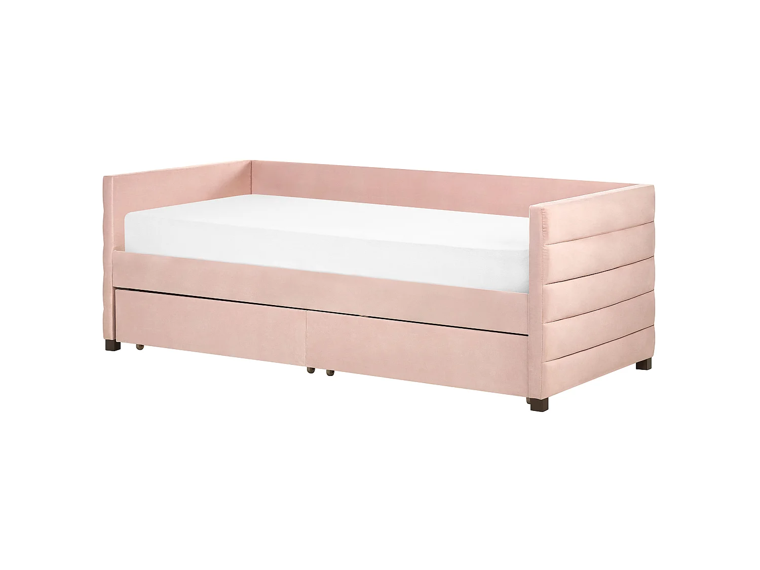Lit de jour avec rangement Velours MARRAY 90 x 200 cm Rose pastel