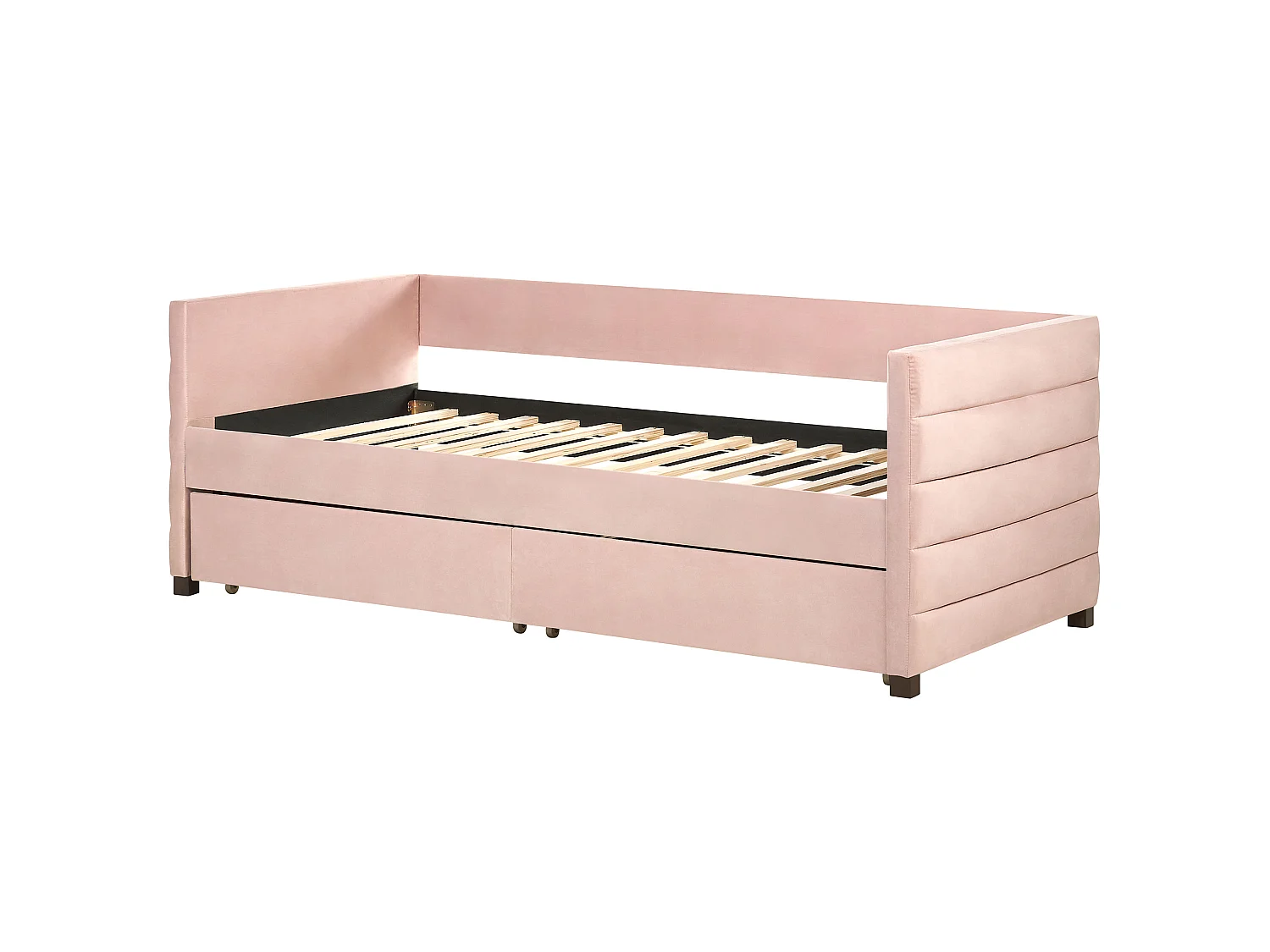Lit de jour avec rangement Velours MARRAY 90 x 200 cm Rose pastel