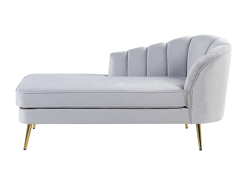Chaise longue derecho ALLIER Terciopelo Gris claro