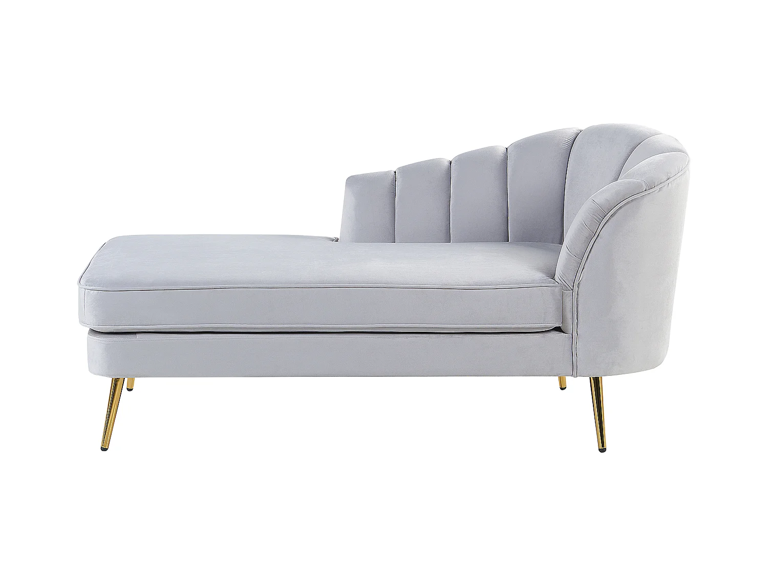 Chaise longue côté droit ALLIER Velours Gris clair