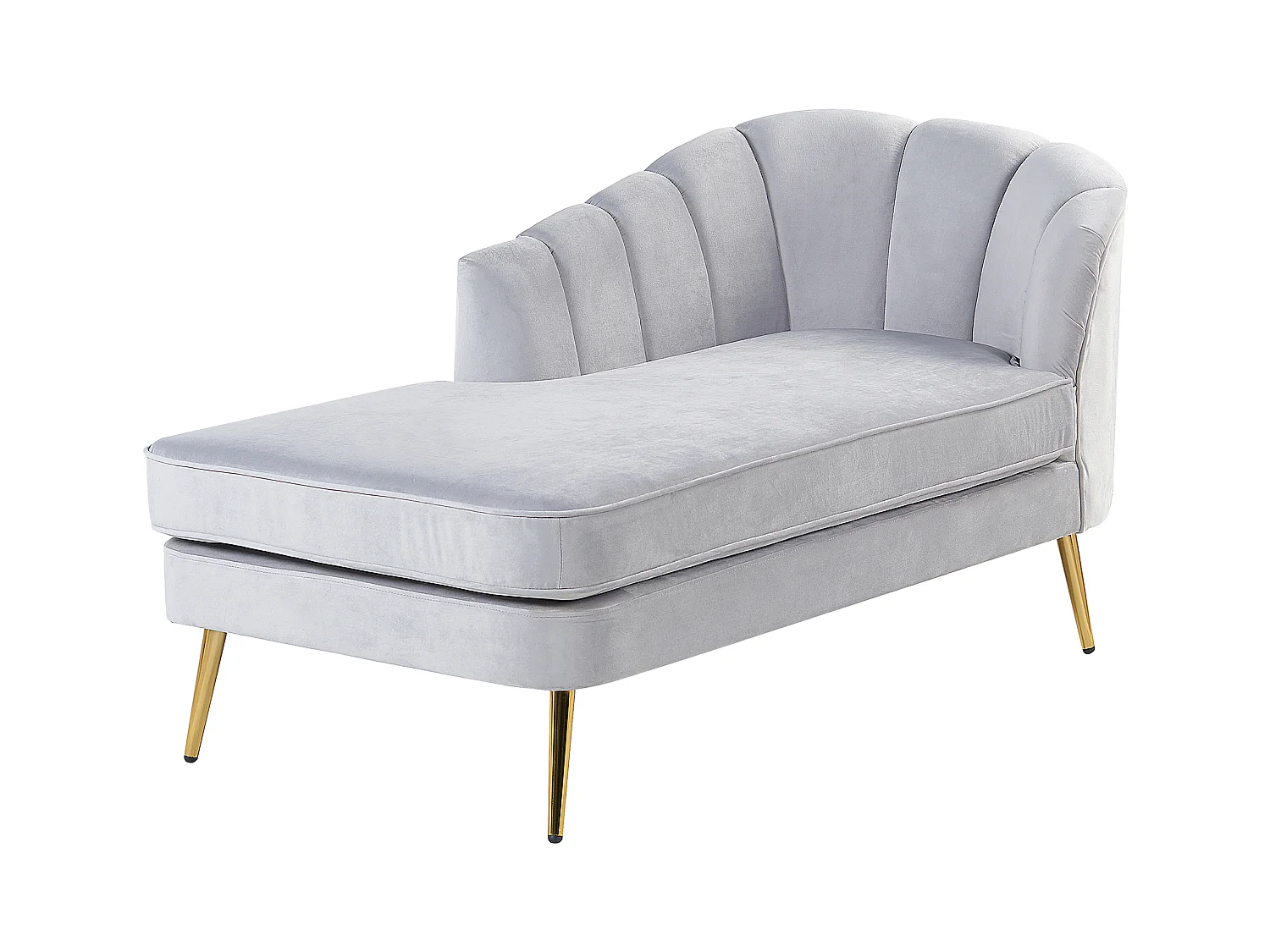Chaise longue côté droit ALLIER Velours Gris clair