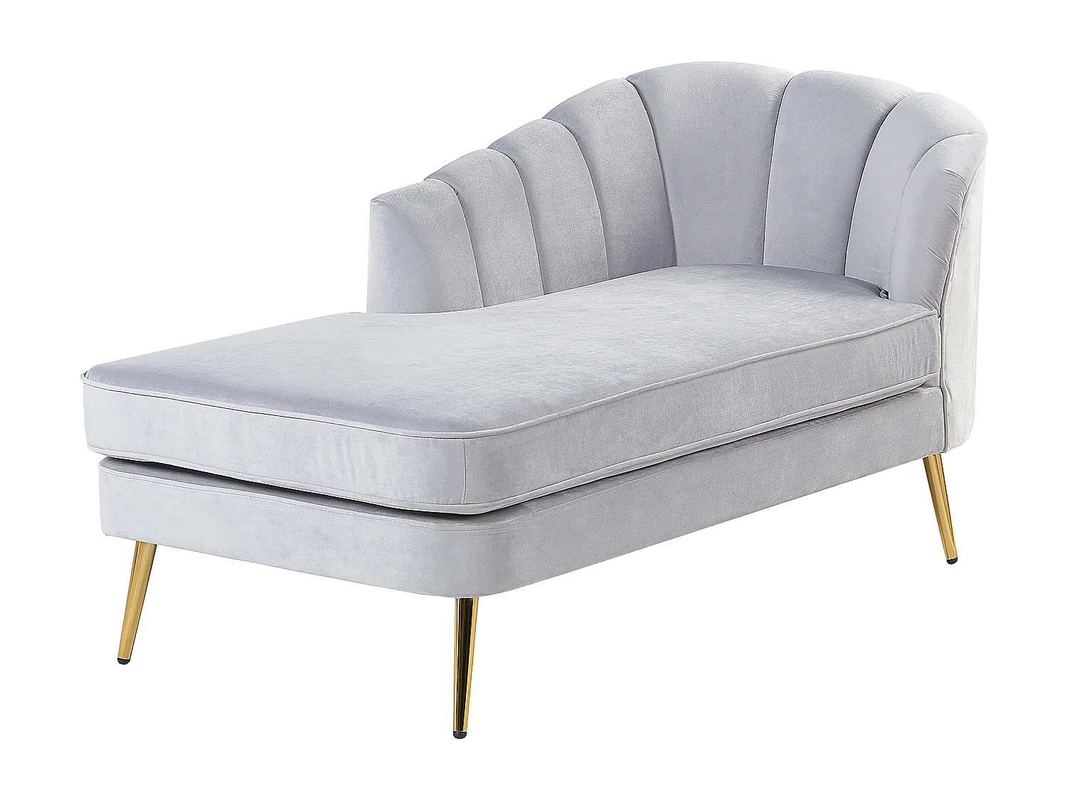 Rechtszijdige chaise longue ALLIER Fluweel Lichtgrijs