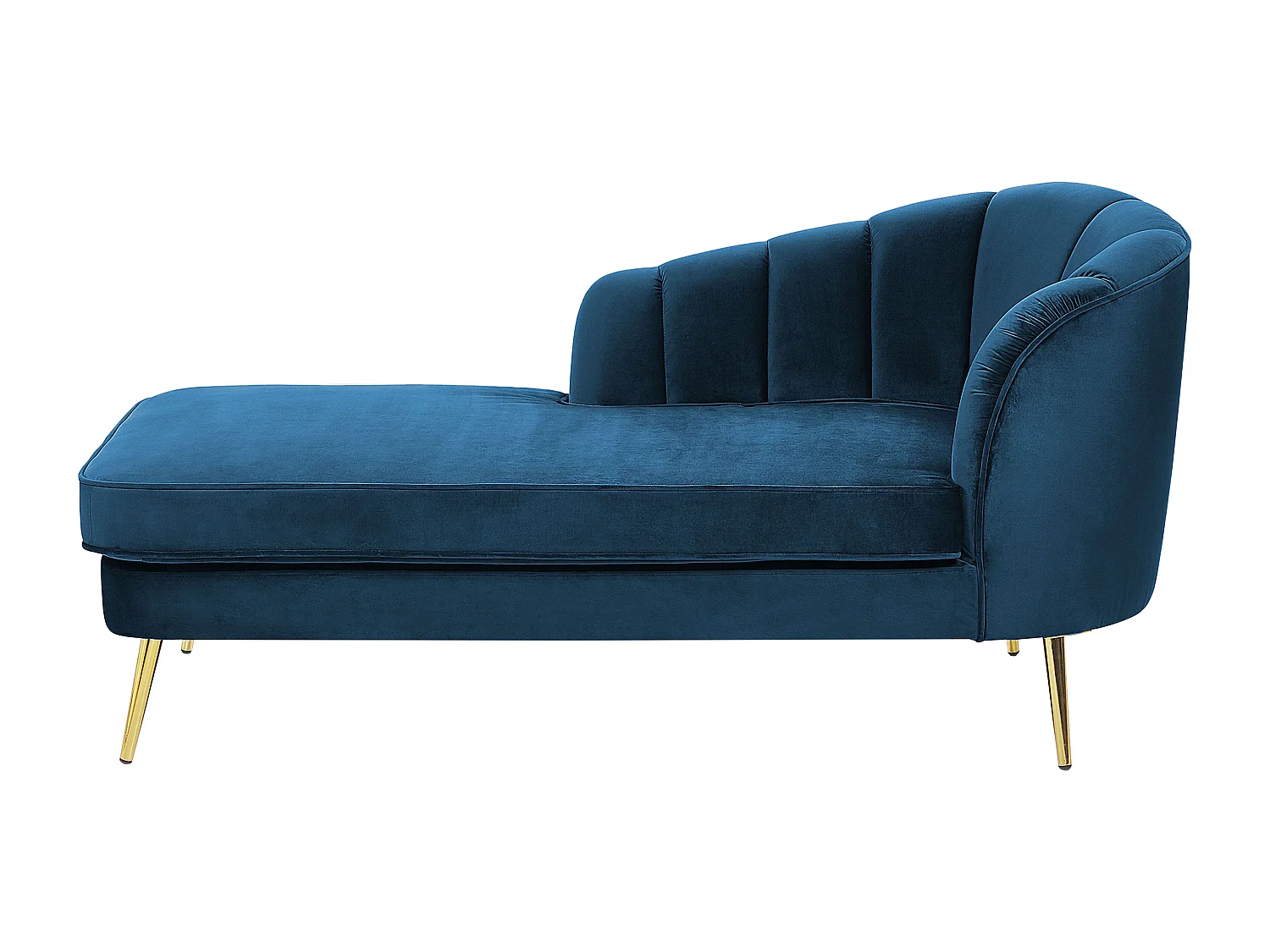 Rechtszijdige chaise longue ALLIER Fluweel Marineblauw