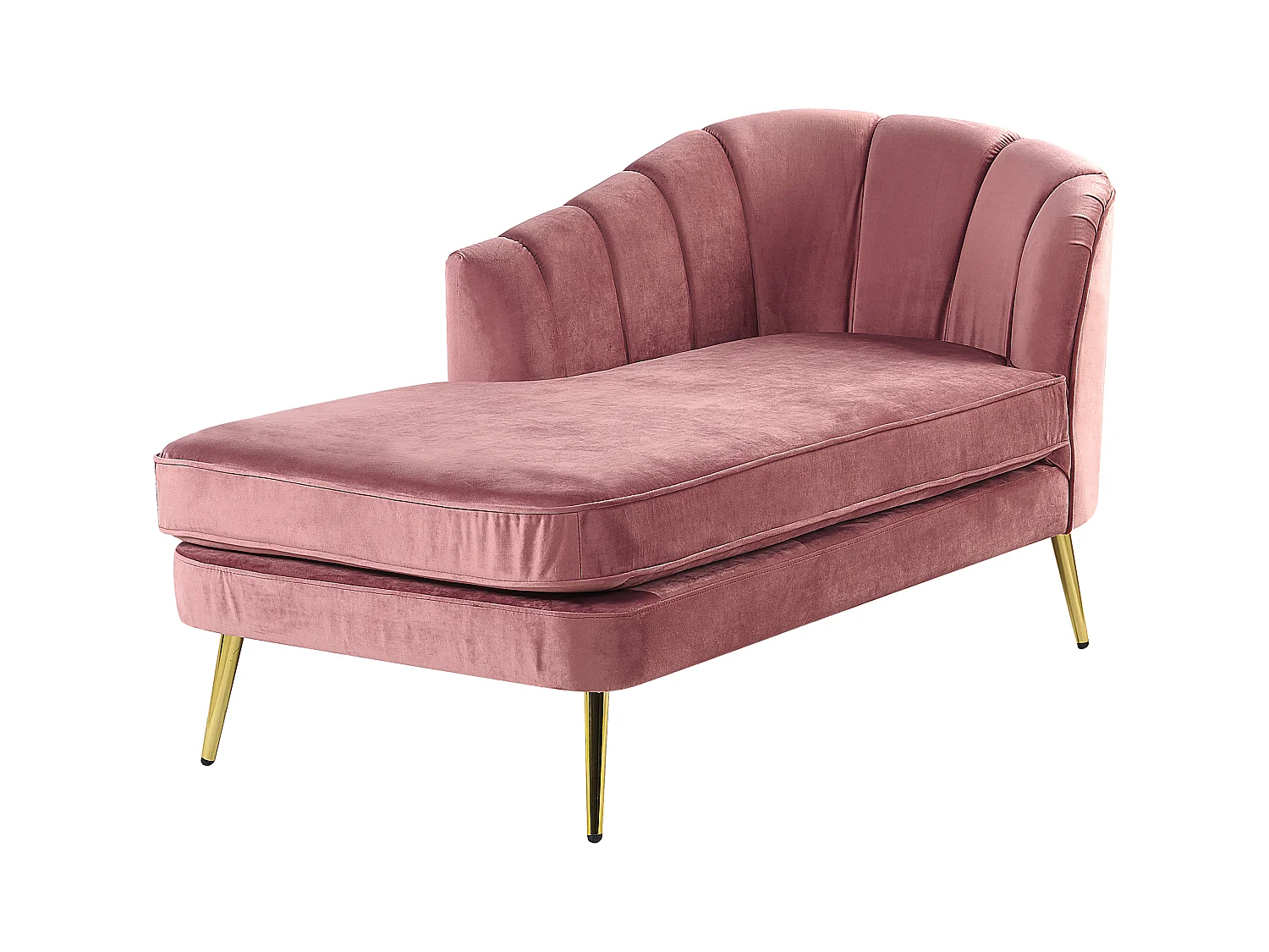 Chaise longue côté droit ALLIER Velours Rose