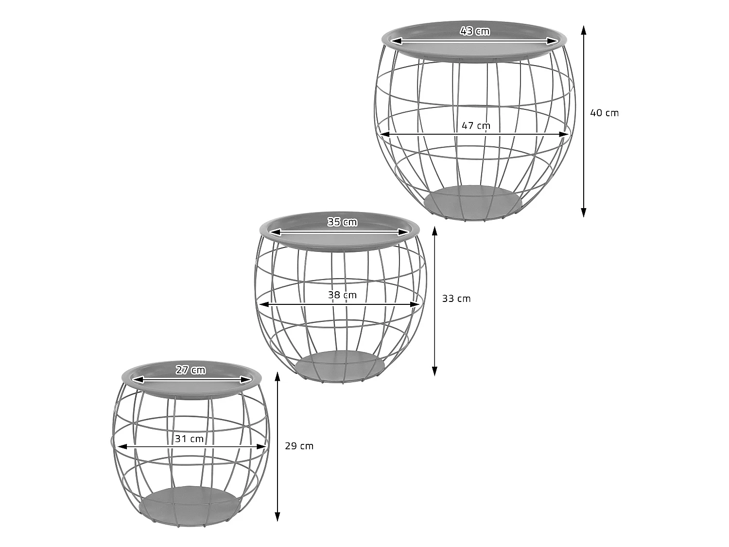 Tavolino Set di 3 Tavolino in vimini Tavolino da salotto Tavolino in vimini Look