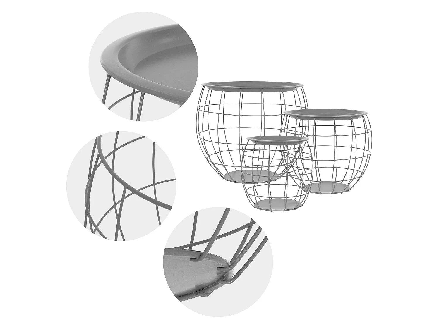 Tavolino Set di 3 Tavolino in vimini Tavolino da salotto Tavolino in vimini Look