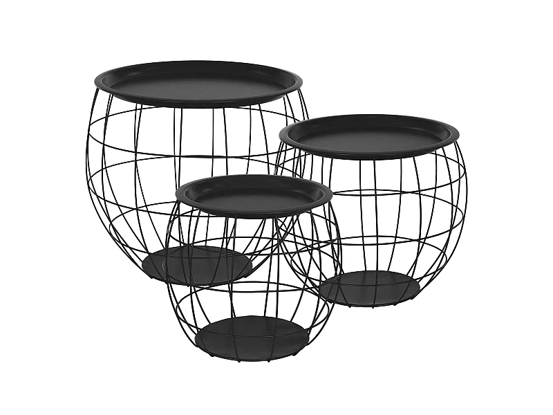 Mesa Auxiliar Set de 3 Mesa de Centro de Mimbre Mesa de Salón Aspecto Mimbre Met