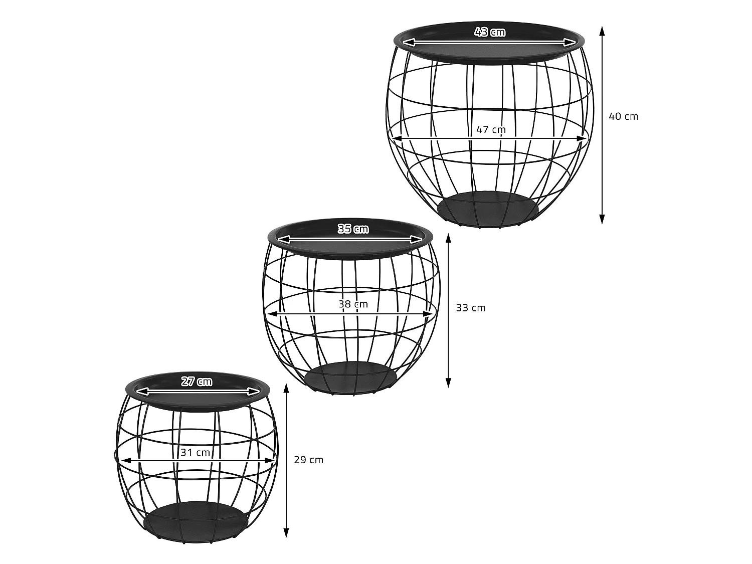 Mesa Auxiliar Set de 3 Mesa de Centro de Mimbre Mesa de Salón Aspecto Mimbre Met