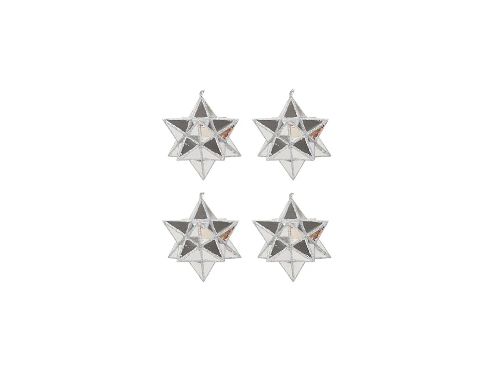 Lot de 4 Etoiles de Noël Argenté en PVC 7 cm