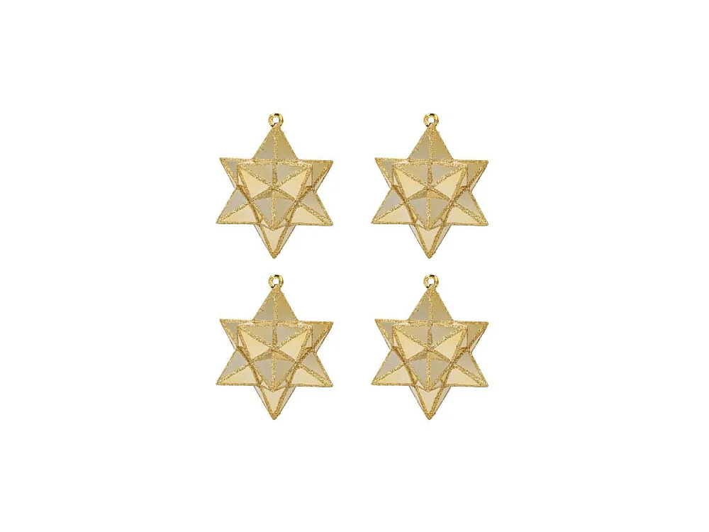 Lot de 4 Etoiles de Noël en PVC Doré 7 cm