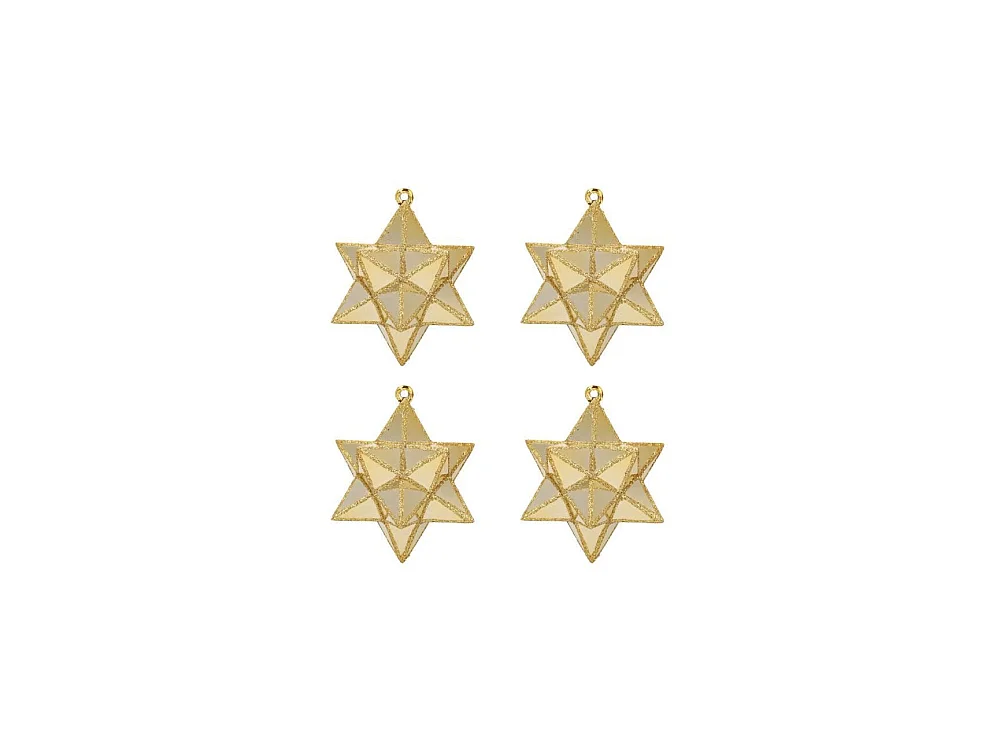 Lot de 4 Etoiles de Noël en PVC Doré 7 cm