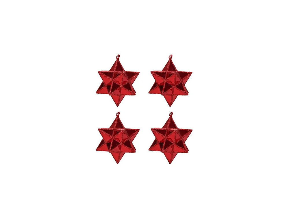Lot de 4 Etoiles de Noël en PVC Rouge 7 cm