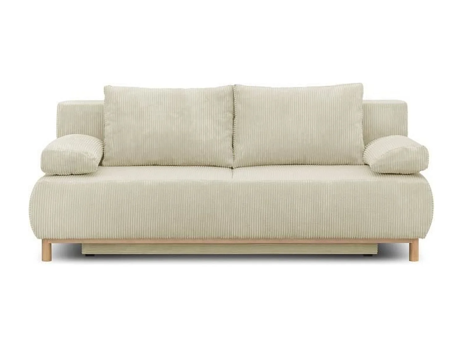 Sofá Cama Convertible 3 Plazas MIKA de Pana Beige con Almacenamiento