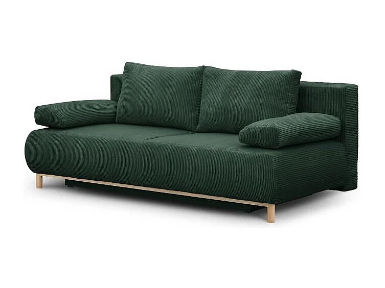 Bank Convertible 3 Plaatsen MIKA in Ribfluweel Groen Bos met Opbergruimte