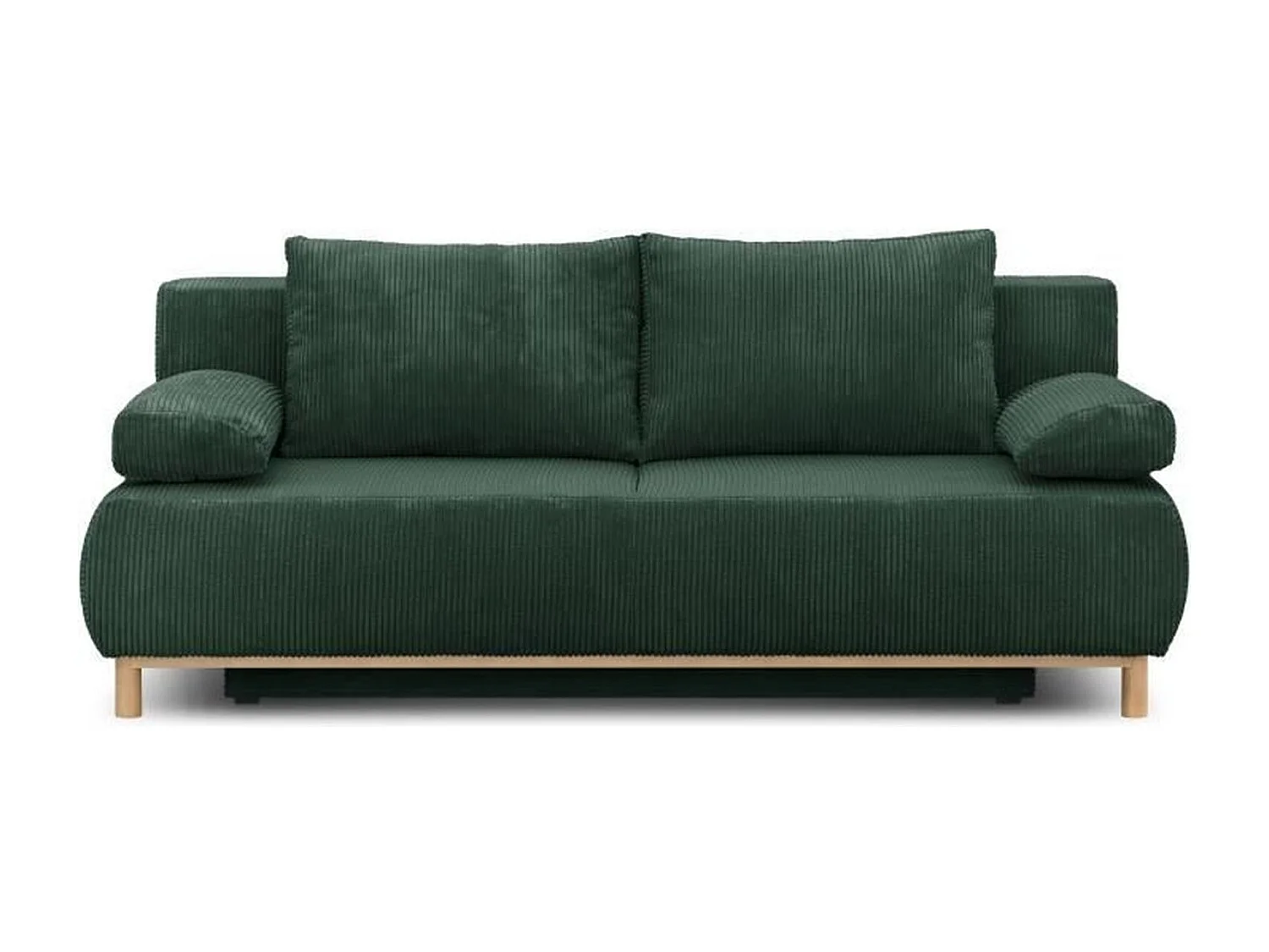 Banquette Convertible 3 Places MIKA en Velours Côtelé Vert Foret avec Coffre de Rangement