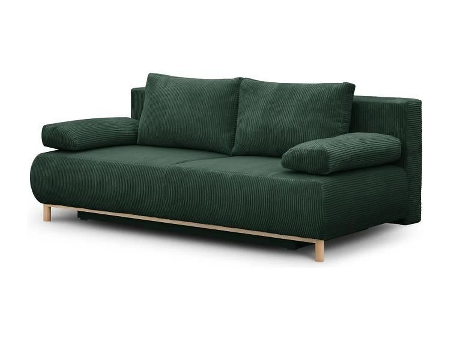 Bank Convertible 3 Plaatsen MIKA in Ribfluweel Groen Bos met Opbergruimte