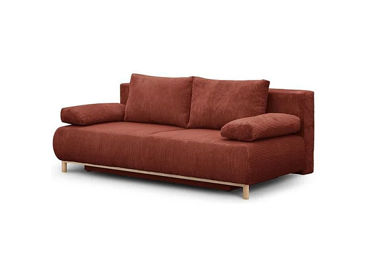 Schlafsofa 3-Sitzer MIKA Cordstoff Terrakotta mit Stauraum