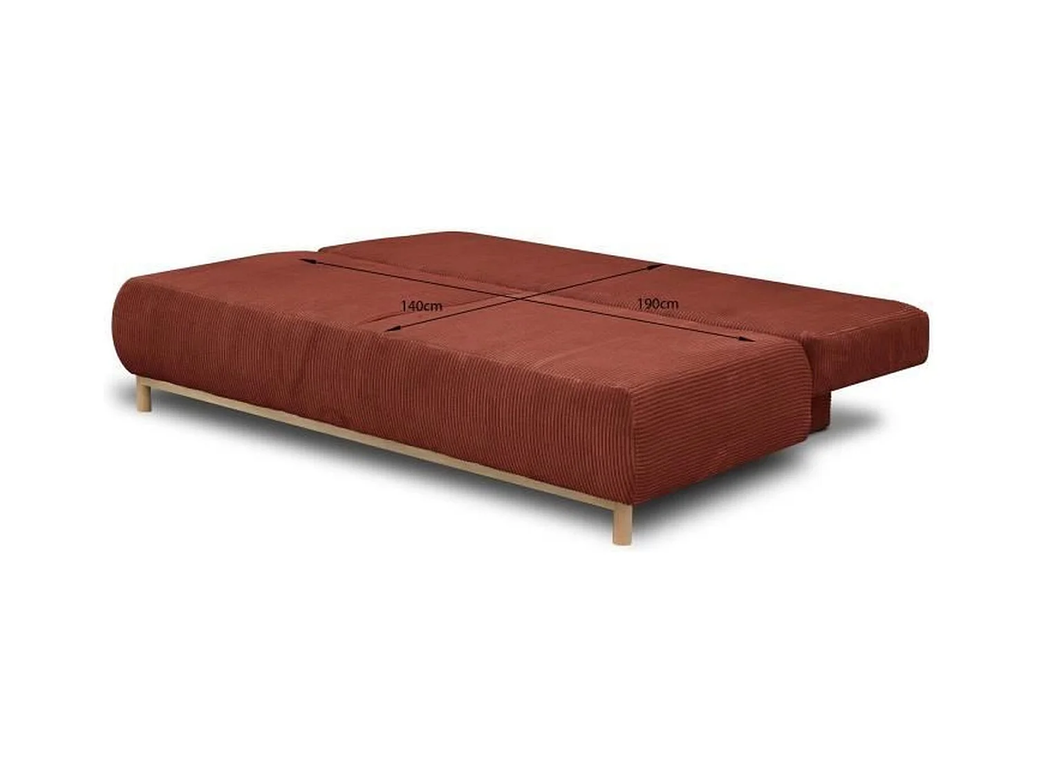 Schlafsofa 3-Sitzer MIKA Cordstoff Terrakotta mit Stauraum