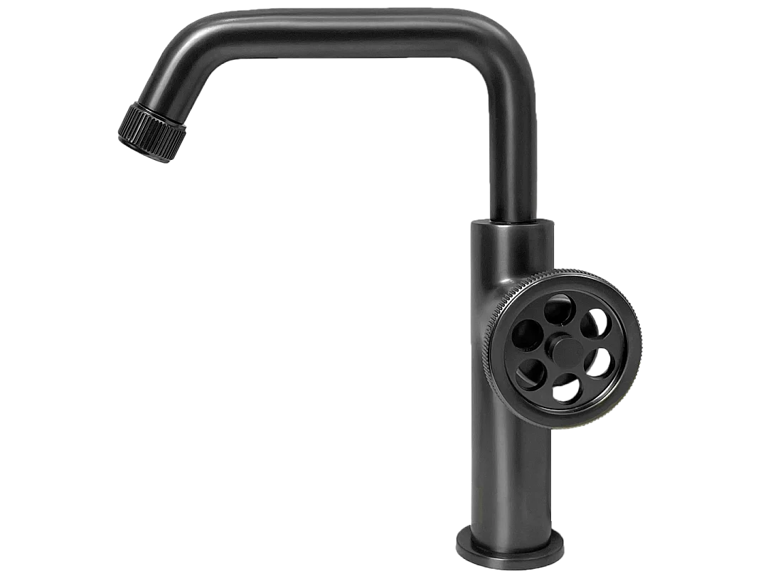 Indus niedriger Waschbeckenmischer grau gun metal Essebagno