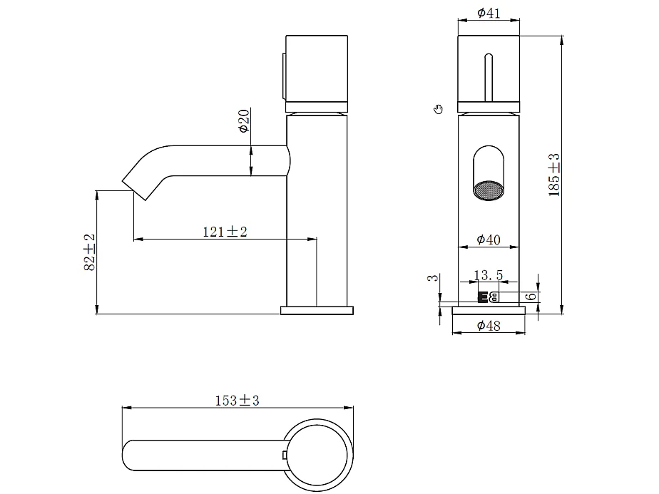 Grifo bajo de lavabo Manopola de mármol de Gun Metal Essebagno