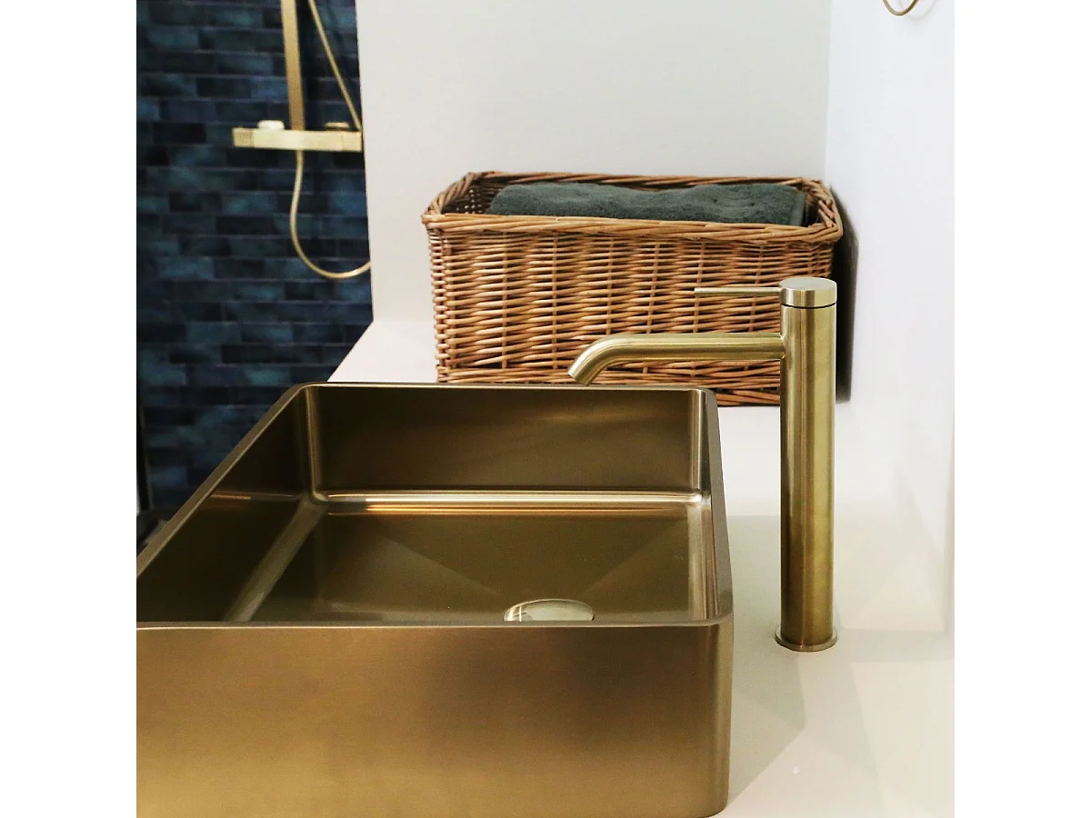 Lollipop mitigeur lavabo haut or brossé - Essebagno