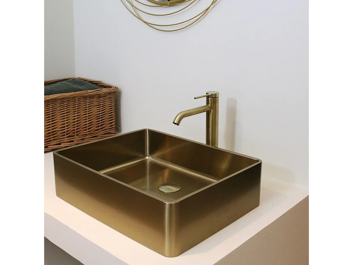 Lollipop mitigeur lavabo haut or brossé - Essebagno